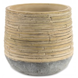 DONICZKA OSŁONKA BRĄZOWA 14x12cm EFEKT BAMBUSA BOHO ZDOBIONA 10 15