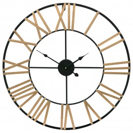 ZEGAR ŚCIENNY CZARNY ZŁOTY 60cm LOFT RETRO METALOWY