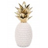 FIGURKA ANANAS BIAŁY ZŁOTY 30x13cm MATOWY CERAMIKA