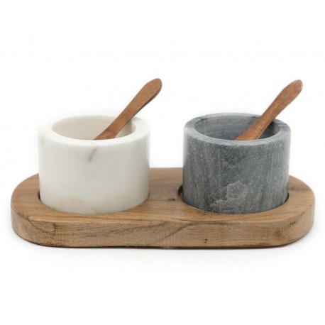 PRZYPRAWNIK ZESTAW DO PRZYPRAW DO SOLI PIEPRZU BIAŁY SZARY MARMUROWY LOFT