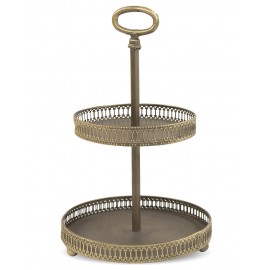 PATERA BRĄZOWA ZŁOTA 35cm METALOWA STALOWA 2-POZIOMOWA