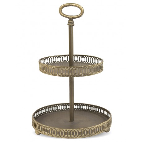 PATERA METALOWA BRĄZOWA ZŁOTA 2 POZIOMOWA 35cm NA OWOCE STYLOWA