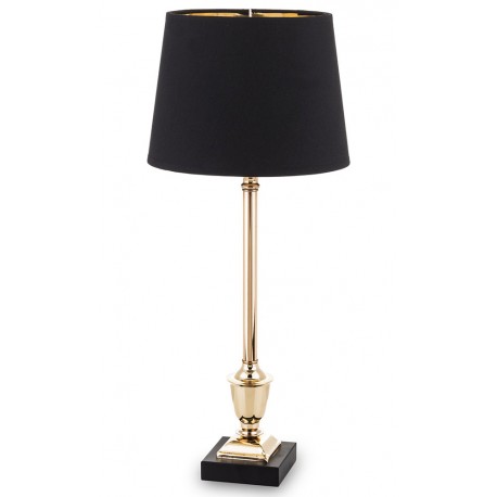 LAMPA STOŁOWA CZARNA ZŁOTA 60cm METALOWA Z CZARNYM KLOSZEM GLAMOUR STOJĄCA