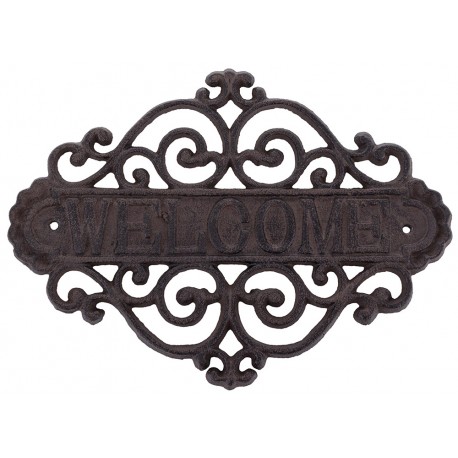 TABLICZKA ŻELIWNA BRĄZOWA OZNACZENIE WELCOME SZYLD ZNACZNIK ZAWIESZKA