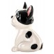 SKARBONKA PIES BULDOG BIAŁY CZARNY 16cm CERAMICZNA BIAŁY PIESEK