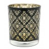 ŚWIECZNIK SZKLANY CZARNY ZŁOTY 10cm AŻUROWY TEALIGHT SZKLANKA