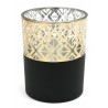 ŚWIECZNIK SZKLANY CZARNY ZŁOTY 13cm AŻUROWY TEALIGHT SZKLANKA