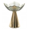 ŚWIECZNIK METALOWY ZŁOTY SZARY KWIAT 26cm NA NÓŻCE TEALIGHT 25