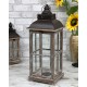 LATARNIA LAMPION BRĄZOWY DREWNIANY 60cm METALOWY Z UCHWYTEM RETRO POSTARZANY