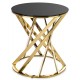 STOLIK KAWOWY ZŁOTY CZARNY 50cm METALOWY SZKLANY Z SZYBĄ ŁAWA ZŁOTA