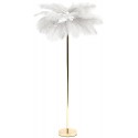 LAMPA PODŁOGOWA PIÓRA 160cm ZŁOTA BIAŁA METALOWA