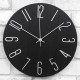 ZEGAR ŚCIENNY CZARNY SREBRNY 30cm QUARTZ EFEKT DREWNA NOWOCZESNY OKRĄGŁY