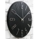 ZEGAR ŚCIENNY CZARNY SREBRNY 30cm QUARTZ EFEKT DREWNA NOWOCZESNY OKRĄGŁY