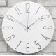 ZEGAR ŚCIENNY BIAŁY SREBRNY 30cm QUARTZ EFEKT DREWNA NOWOCZESNY OKRĄGŁY