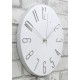 ZEGAR ŚCIENNY BIAŁY SREBRNY 30cm QUARTZ EFEKT DREWNA NOWOCZESNY OKRĄGŁY
