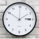 ZEGAR ŚCIENNY BIAŁY CZARNY 30cm Z DATOWNIKIEM QUARTZ NOWOCZESNY OKRĄGŁY