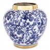 WAZON CERAMICZNY NIEBIESKI ZŁOTY 18x19cm KWIATY GLAMOUR HAMPTON BIAŁY 20