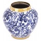 WAZON CERAMICZNY NIEBIESKI BIAŁY ZŁOTY 18x19cm KWIATY GLAMOUR HAMPTON 20
