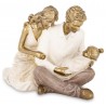 FIGURKA RODZINA Z DZIECKIEM ZŁOTA KREMOWA BRĄZOWA 11x15cm PARA