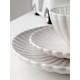 TALERZ DESEROWY BIAŁY 21cm KWIAT FLOWER KPL 6szt. CERAMICZNY POŁYSK