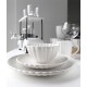 KUBEK BIAŁY Z UCHEM 300ml KWIAT FLOWER KPL 6szt. CERAMICZNY POŁYSK