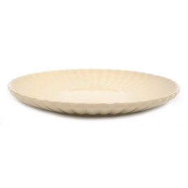 TALERZ OBIADOWY BEŻOWY 27cm KWIAT FLOWER KPL 6szt. CERAMICZNY POŁYSK