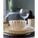 TALERZ OBIADOWY BEŻOWY 27cm KWIAT FLOWER KPL 6szt. CERAMICZNY POŁYSK