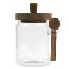 POJEMNIK SZKLANY SŁOICZEK Z DREWNIANĄ POKRYWKĄ 15cm Z ŁYŻECZKĄ 500ml SŁOIK