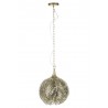 LAMPA SUFITOWA METALOWA ZŁOTA 115cm LIŚĆ KLOSZ W LIŚCIE WISZĄCA STYLOWA LOFT
