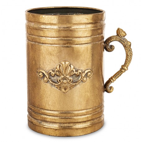 DONICZKA OSŁONKA ZŁOTY KUFEL 23x15cm METALOWA RETRO POSTARZANA 20 25 ANTYCZNA
