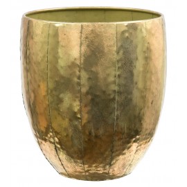 DONICZKA OSŁONKA METALOWA ZŁOTA 40x35cm RETRO POSTARZANA DONICA OKRĄGŁA