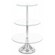 PATERA METALOWA SZKLANA 3 POZIOMOWA 50cm GLAMOUR SREBRNA NA NÓŻCE NOWOCZESNA
