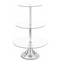 PATERA METALOWA SZKLANA 3 POZIOMOWA 50cm GLAMOUR SREBRNA NA NÓŻCE