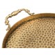 TACA OKRĄGŁA METALOWA RETRO ZŁOTA 20cm POSTARZANA Z UCHWYTAMI DEKORACYJNA