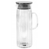 DZBANEK SZKLANY PRĄŻKOWANY SREBRNY 1,2L BEZBARWNY Z DEKIELKIEM POKRYWĄ NOWOCZESNY