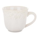 FILIŻANKA DO KAWY HERBATY KPL 6szt W KWIATY POLNE 250ml BIAŁA ECRU POŁYSK