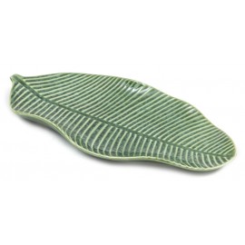 PATERA CERAMICZNA LIŚĆ ZIELONA 33x16cm NA OWOCE SŁODYCZE 15 30 TALERZ