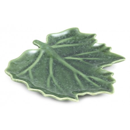 PATERA LIŚĆ CERAMICZNA SZKLIWIONA ZIELONA 20x20cm DEKORACYJNA TALERZ