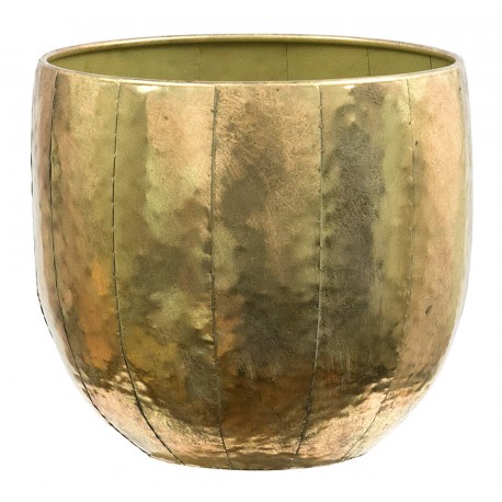 DONICZKA OSŁONKA METALOWA ZŁOTA 40x35cm RETRO POSTARZANA DONICA OKRĄGŁA