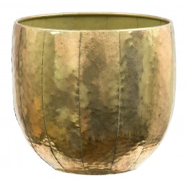 DONICZKA OSŁONKA METALOWA ZŁOTA 24x23cm RETRO POSTARZANA 20 25 DONICA OKRĄGŁA