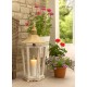 LAMPION BIAŁY BRĄZOWY RETRO DREWNIANY 65cm Z UCHWYTEM LATARNIA 60 70