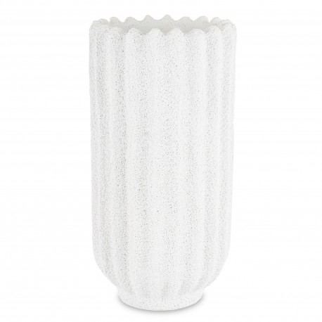 WAZON CEMENTOWY BIAŁY 28x14cm PRĄŻKOWANY MATOWY 30 NA DŁUGIE KWIATY