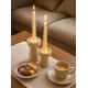 ŚWIECZNIK BEŻOWY BRĄZOWY 2SZT KAMIENNY Z TRAWERTYNU TRAWERTYN TEALIGHT