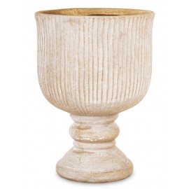 DONICZKA CERAMICZNA BEŻOWA ZŁOTA 24x18cm OSŁONKA NA NÓŻCE RETRO POSTARZANA 20 25