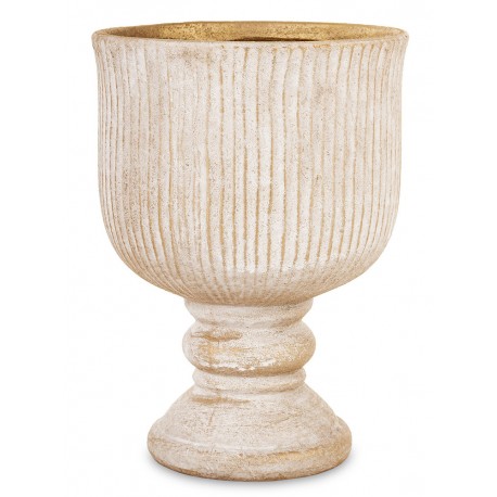 DONICZKA CERAMICZNA BEŻOWA ZŁOTA 24x18cm OSŁONKA NA NÓŻCE RETRO POSTARZANA 20 25