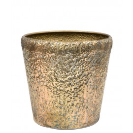 DONICZKA OSŁONKA METALOWA ZŁOTA 27x28cm RETRO POSTARZANA 25 30