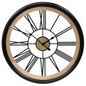 ZEGAR ŚCIENNY CZARNY BRĄZOWY METALOWY DREWNIANY 60cm AŻUROWY LOFT