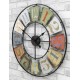 ZEGAR ŚCIENNY CZARNY WIELOKOLOROWY METALOWY 68cm AŻUROWY LOFT RETRO 70