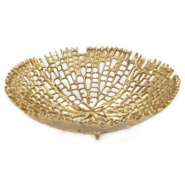 PATERA AŻUROWA METALOWA ALUMINIOWA ZŁOTA 34cm KOSZYK NA OWOCE 35