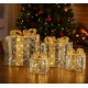PREZENT LED ŚWIECĄCY SREBRNY ZŁOTY 18x15x15cm ŚWIĄTECZNA OZDOBA POD CHOINKĘ